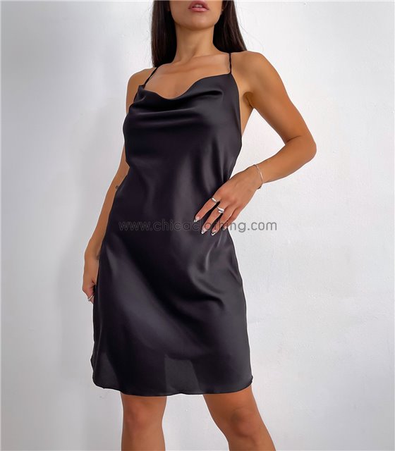 Σατέν φόρεμα darya (Μαύρο)