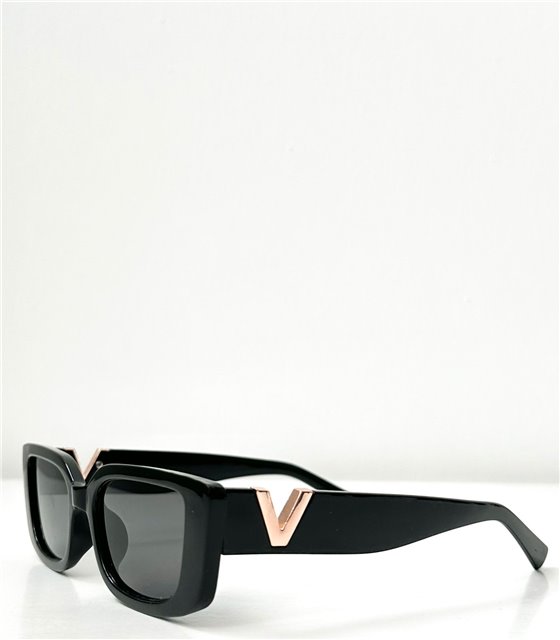 Τετράγωνα γυαλιά ηλίου με λεπτομέρεια ''V'' (Μαύρο)