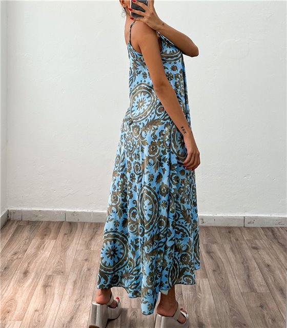 Φόρεμα εμπριμέ μάξι Hailey (Γαλάζιο)