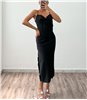 Φόρεμα μάξι σατέν Antonella (Μαύρο)