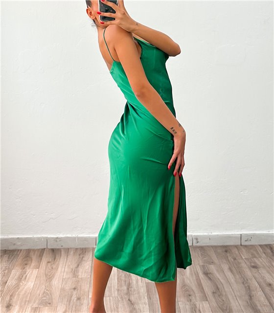Φόρεμα μάξι σατέν Antonella (Πράσινο)
