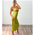 Φόρεμα μάξι σατέν Antonella (Lime)