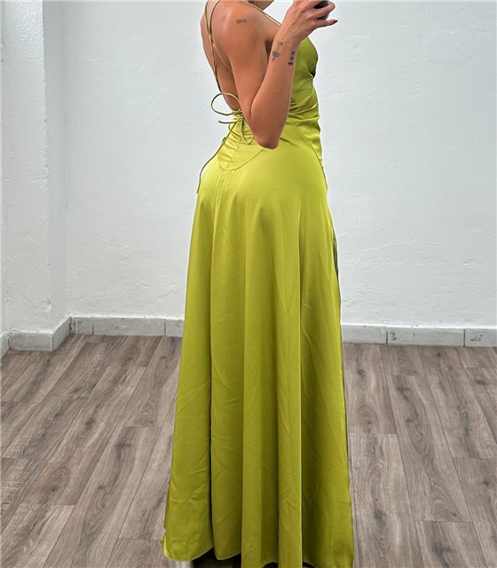 Φόρεμα μάξι σατέν Virginia (Lime)