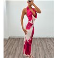 Μάξι φόρεμα εξώπλατο Siena (Ροζ)