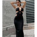 Μάξι φόρεμα με ανοίγματα (Μαύρο)